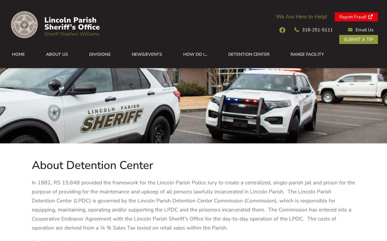 Lincoln Parish Detention Center release records and governance page