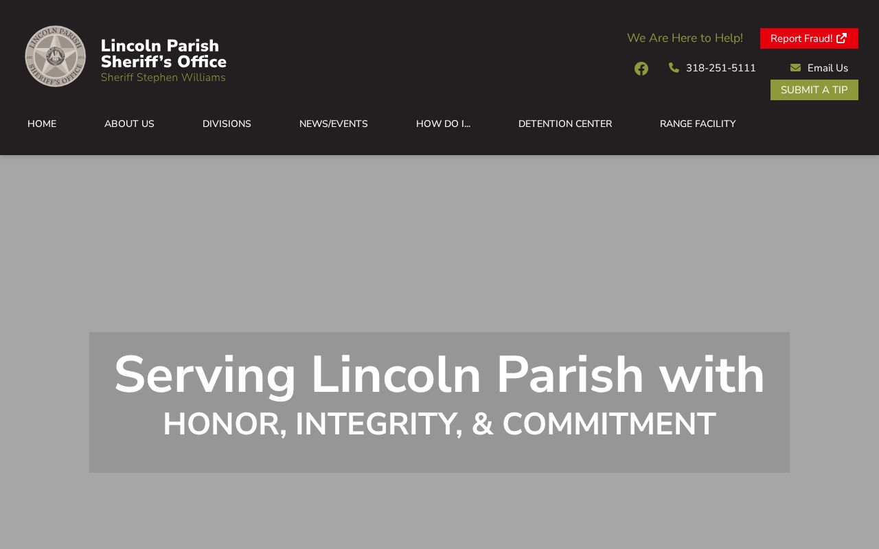 Lincoln Parish Sheriff's Office contact and records access page