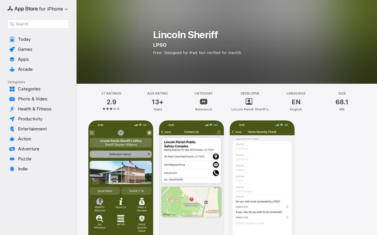 Lincoln Parish release mugshot research showing the official Lincoln Sheriff app listing